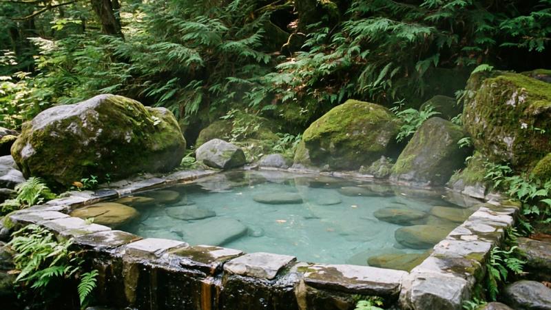An empty stone bath in the woods